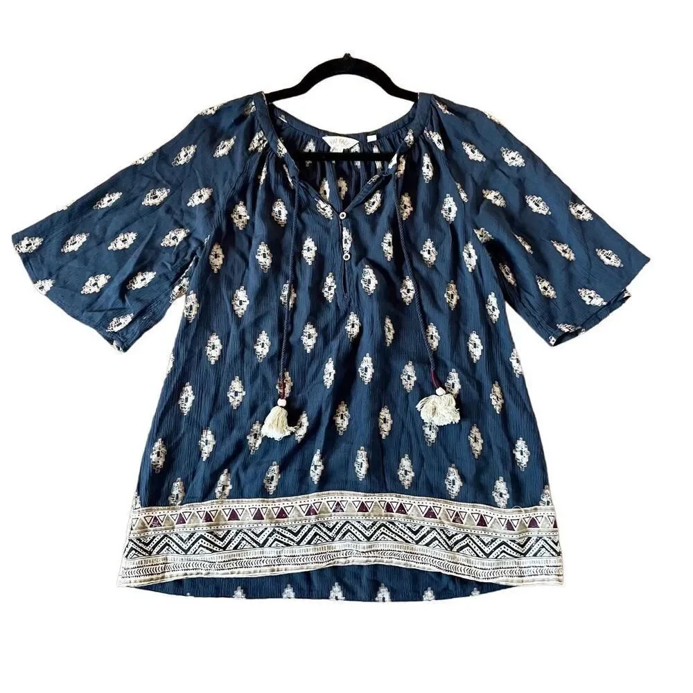 Fat Face Uk boho tassel detail blouse size 2